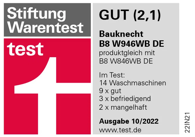 - W946WB kg 9,0 B8 Bauknecht - DE Bauknecht Frontlader-Waschmaschine: